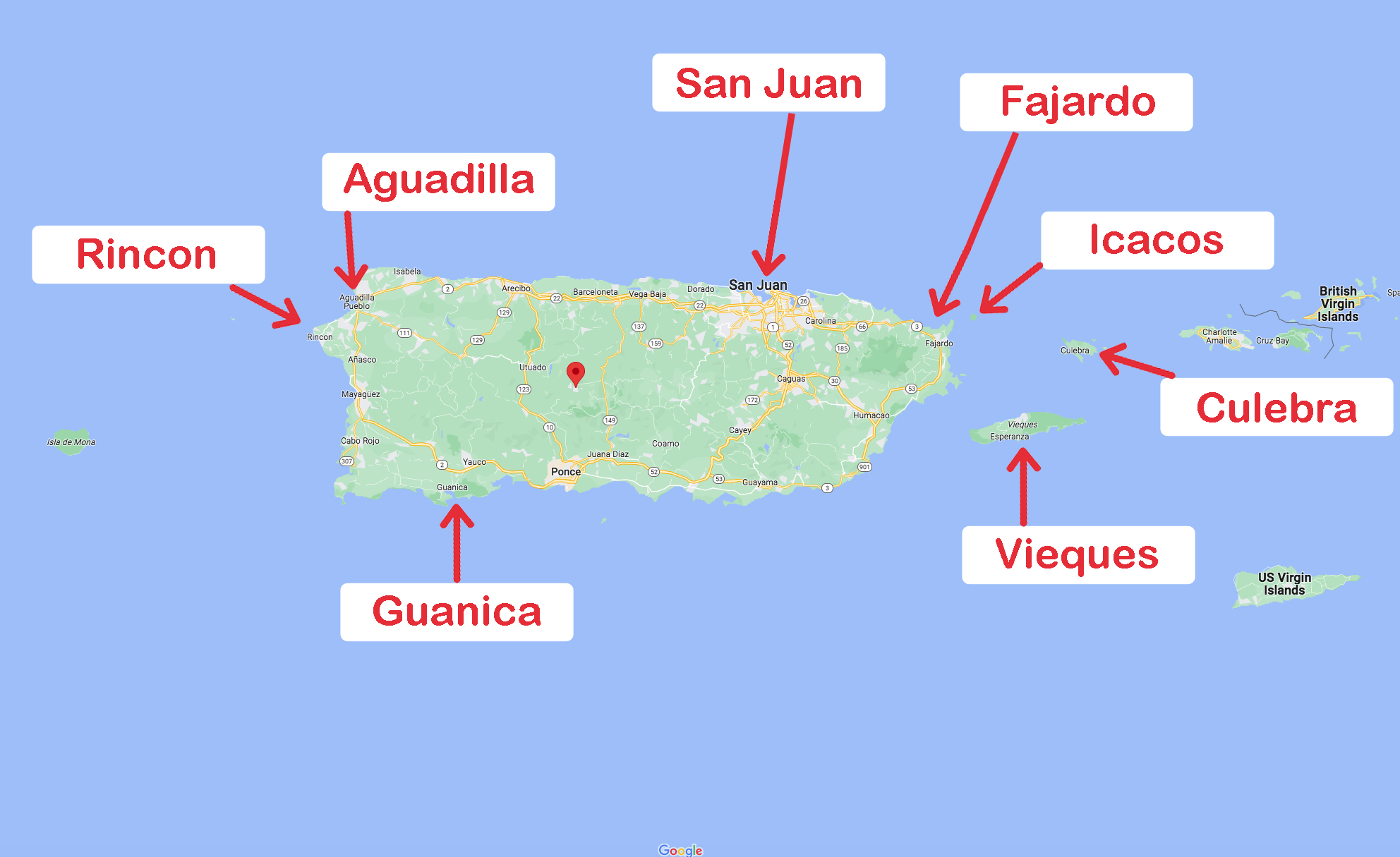 puerto rico snorkel map