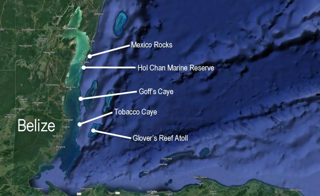 Belize snorkel map