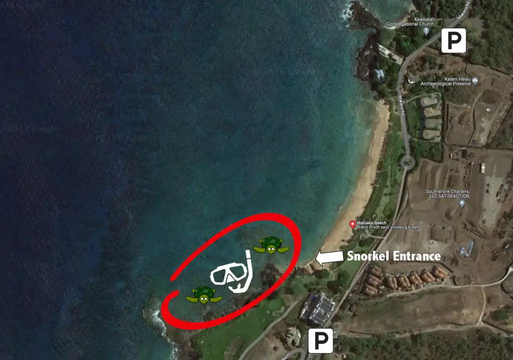 Maluaka Beach snorkel map